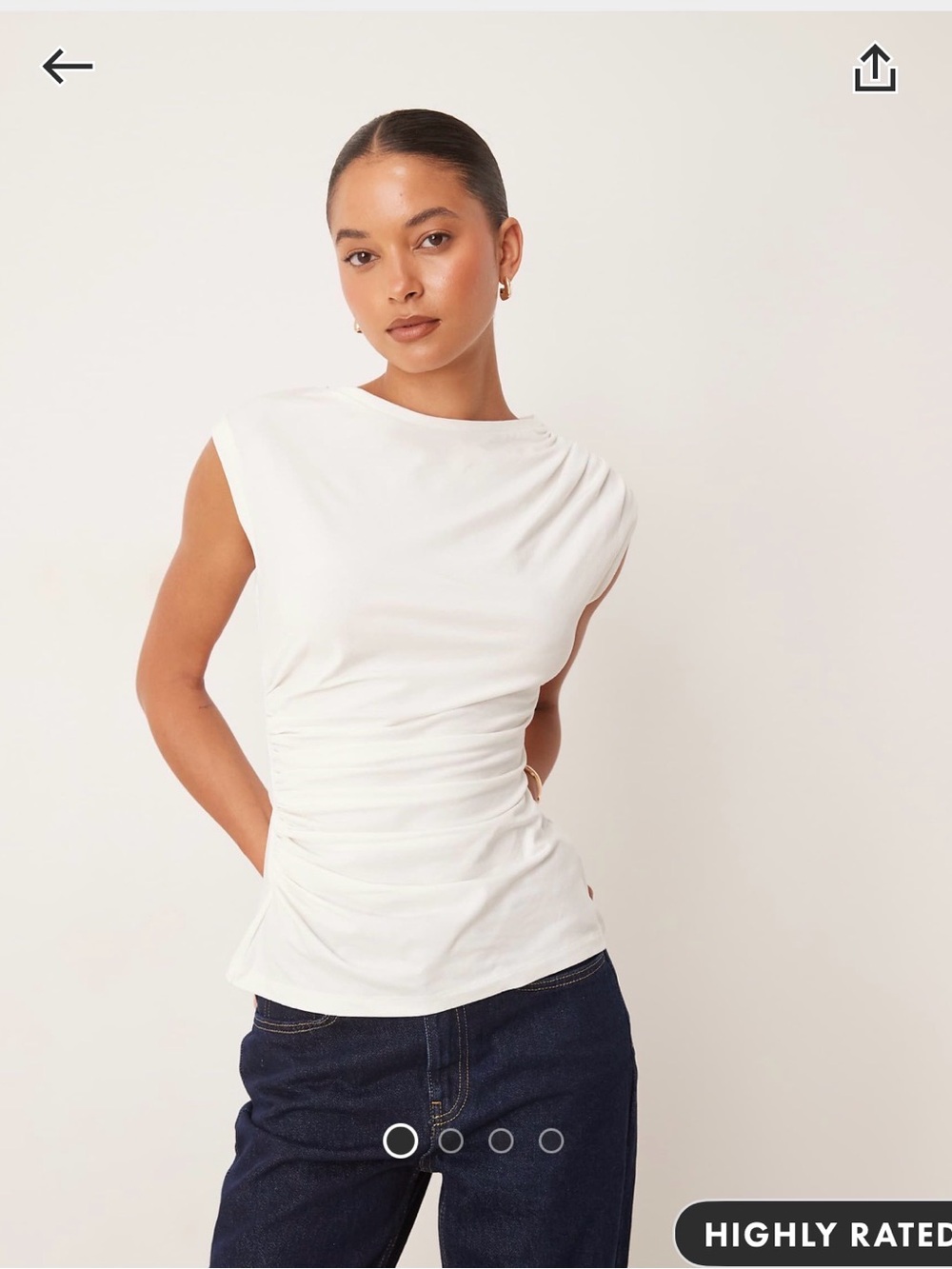 ASOS Design Cotton ruched tank top in Ivory